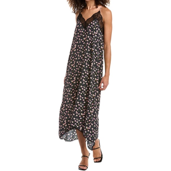 Zadig & Voltaire Risty Floral Anemone Slip Dress with Lace Trims Large - Picture 1 of 14